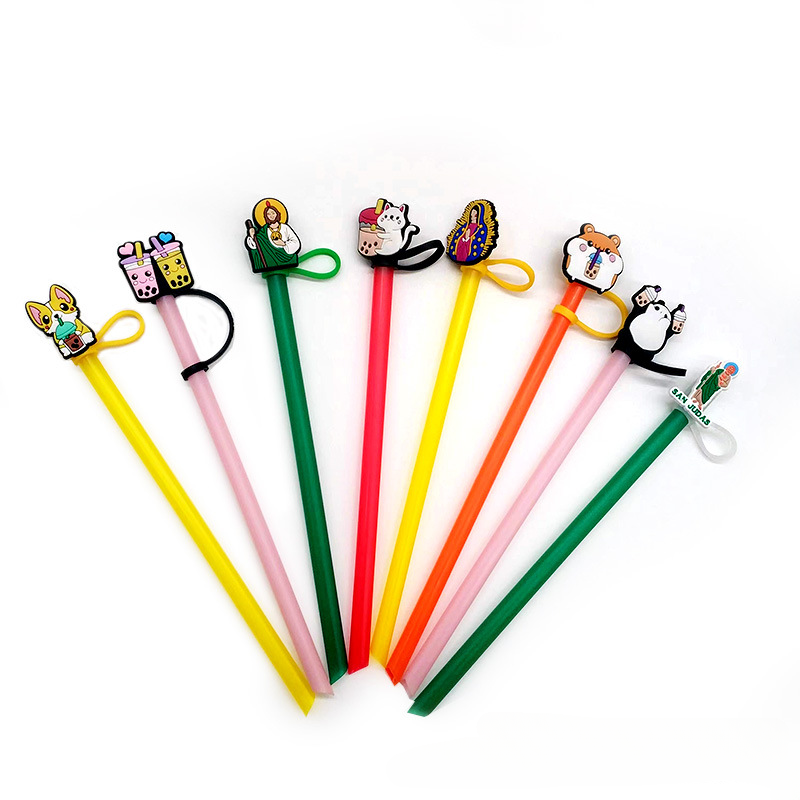Wholesale 10PCS Cartoon Beverage Silicone Straw Tube Cap